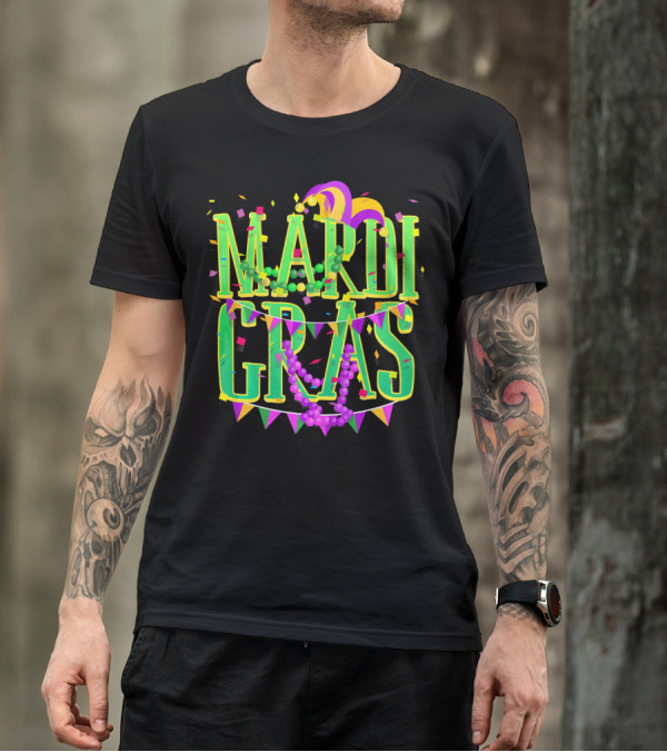 Mardi Gras Festive Beads And Party Hat T-Shirt