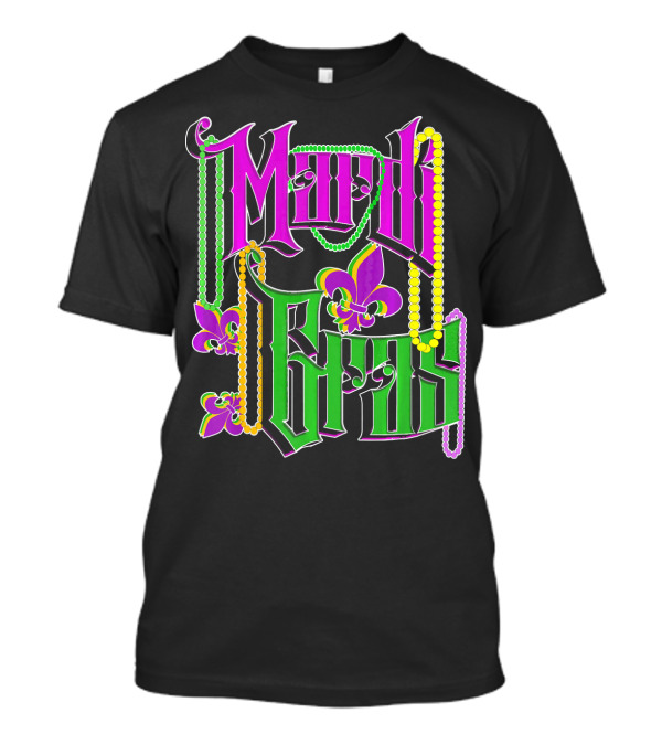 Mardi Gras Vintage Beads Fleur De Lis Carnival Costume T-Shirt