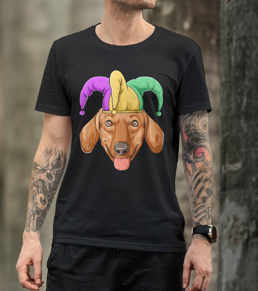 Mardi Gras Dachshund Carnival Jester Hat T-Shirt