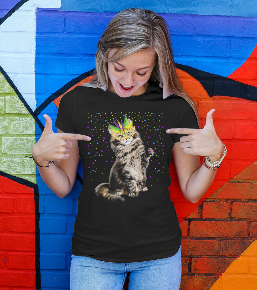 Mardi Gras Cat Mask Party In New Orleans T-Shirt