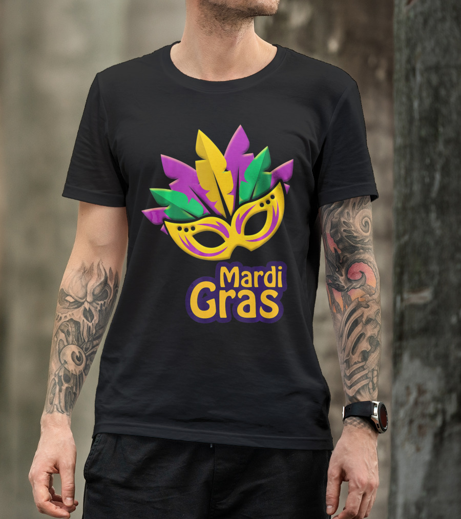 New Orleans Mardi Gras Feathered Mask Party T-Shirt