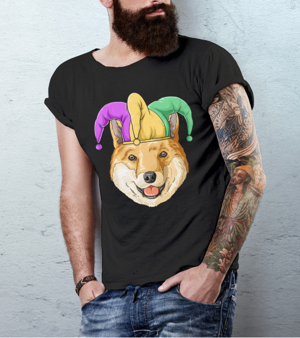 Mardi Gras Shiba Inu Jester Hat Carnival T-Shirt