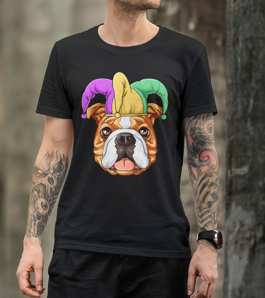 Mardi Gras English Bulldog Jester Hat Carnival T-Shirt