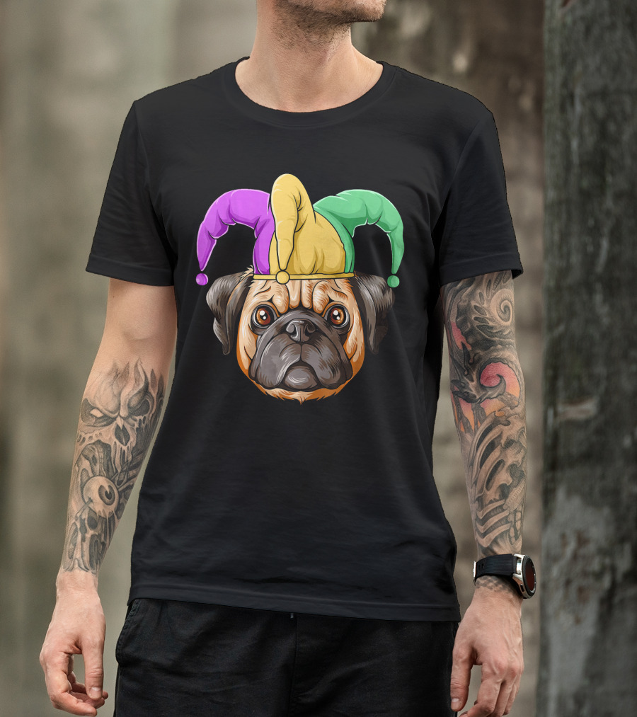 Mardi Gras Pug Carnival Jester Hat T-Shirt