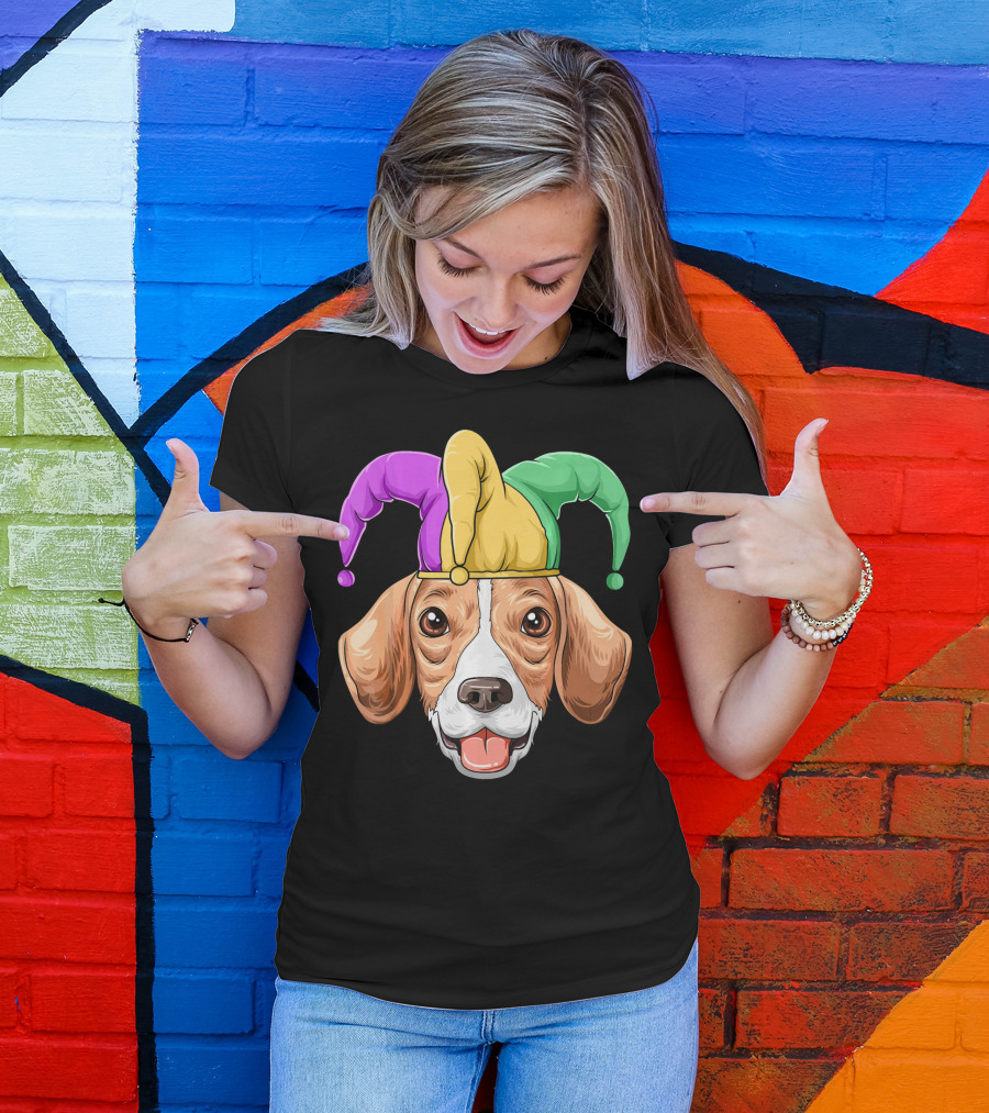 Mardi Gras Beagle Jester Hat Carnival Beagle T-Shirt