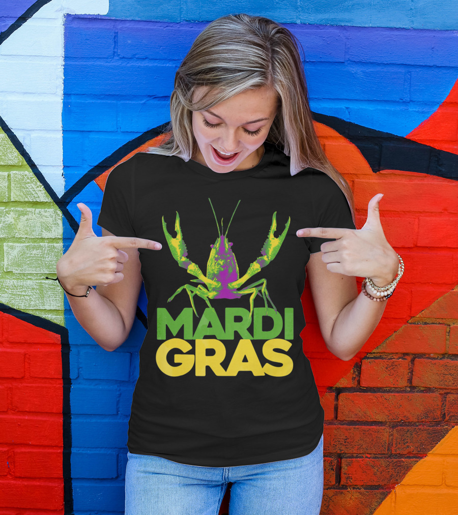 Mardi Gras Crawfish Vintage New Colorful T-Shirt
