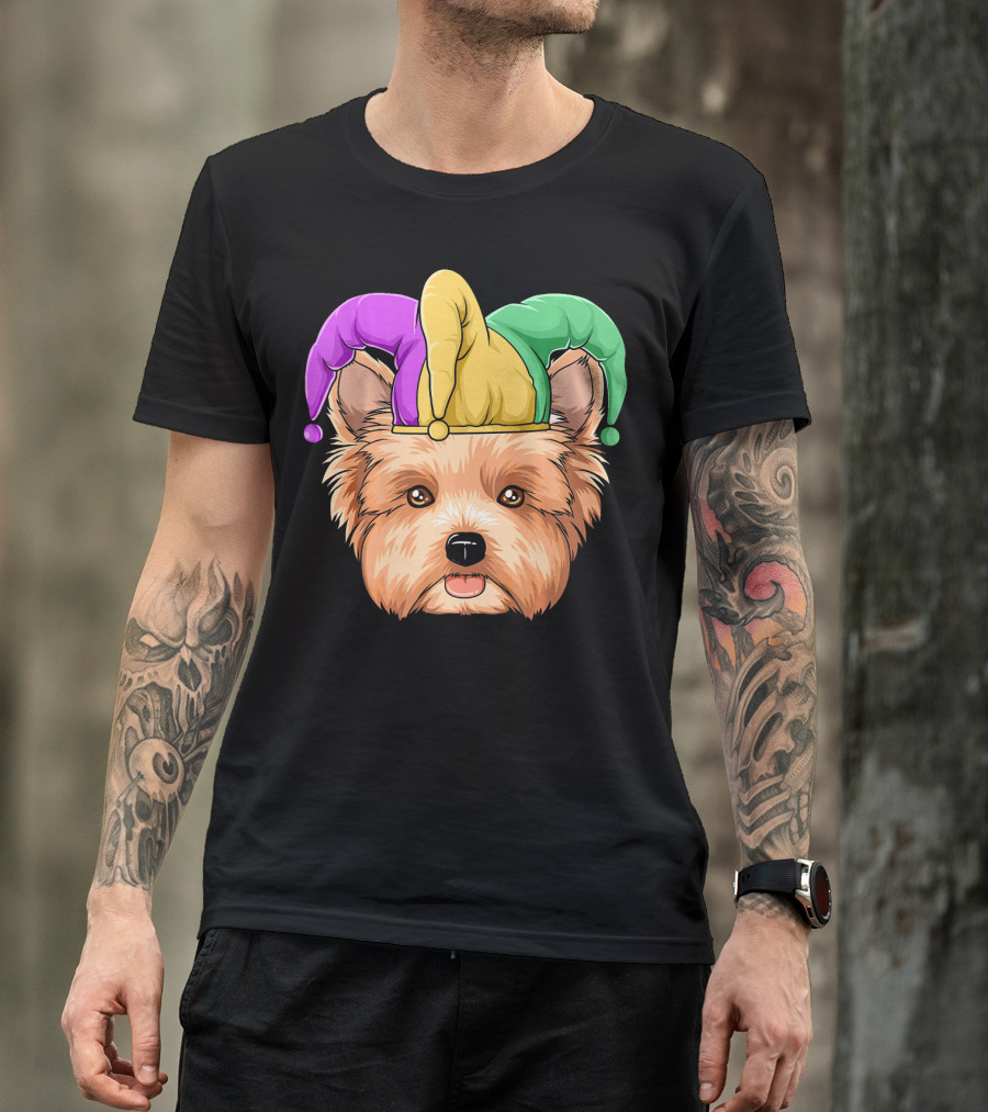 Mardi Gras Yorkshire Terrier Jester Hat Yorksh Carnival T-Shirt