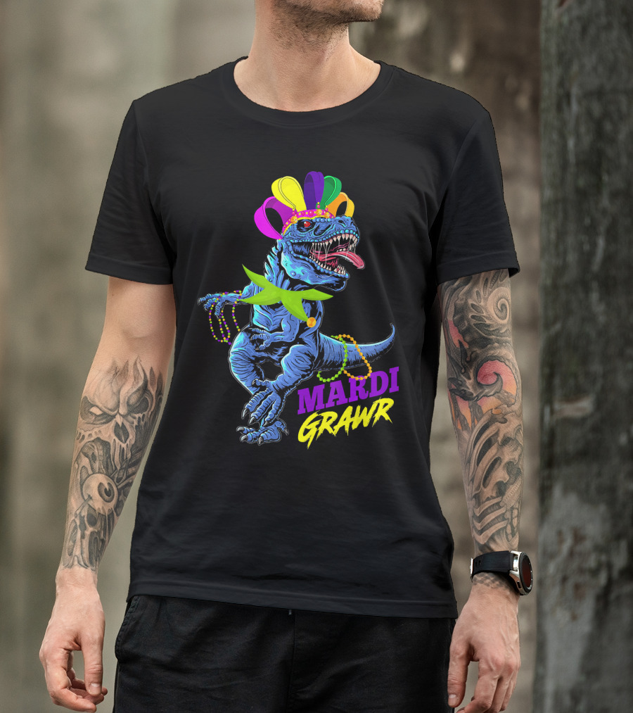 Mardi Gras T Rex Dinosaur Mardi Grawr T-Shirt