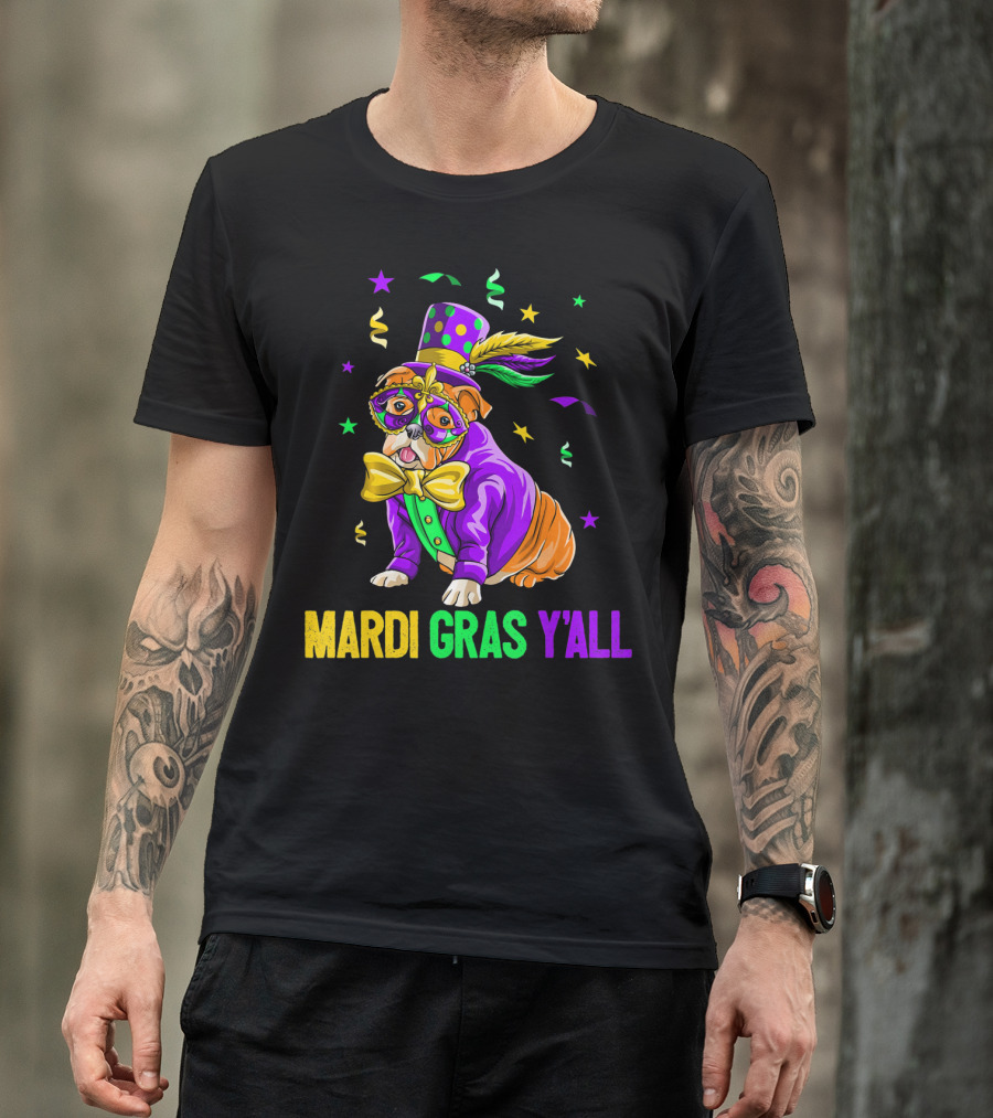 Bulldog Mardi Gras Y'all Celebration Festivities T-Shirt