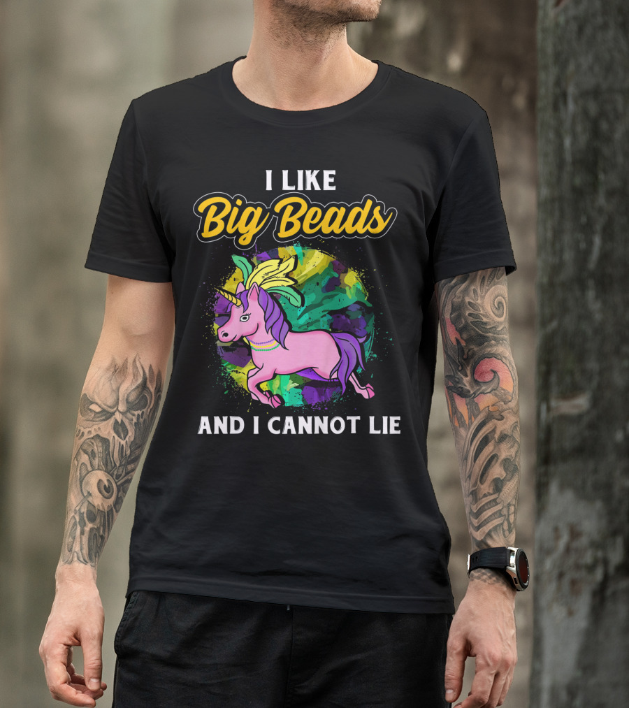 I Like Big Beads And I Cannot Lie Kids Funny Mardi Gras Pink And Pur T-Shirt