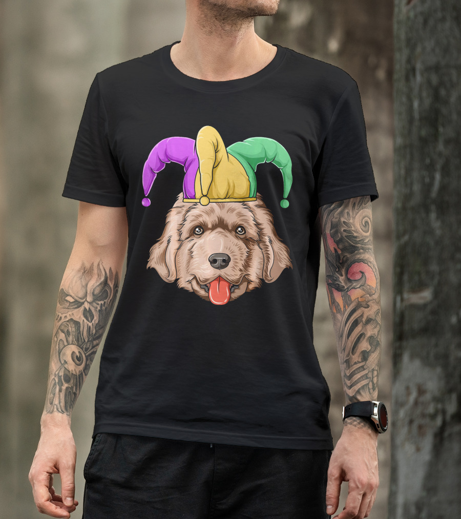 Mardi Gras Jester Newfoundland Dog Hat T-Shirt
