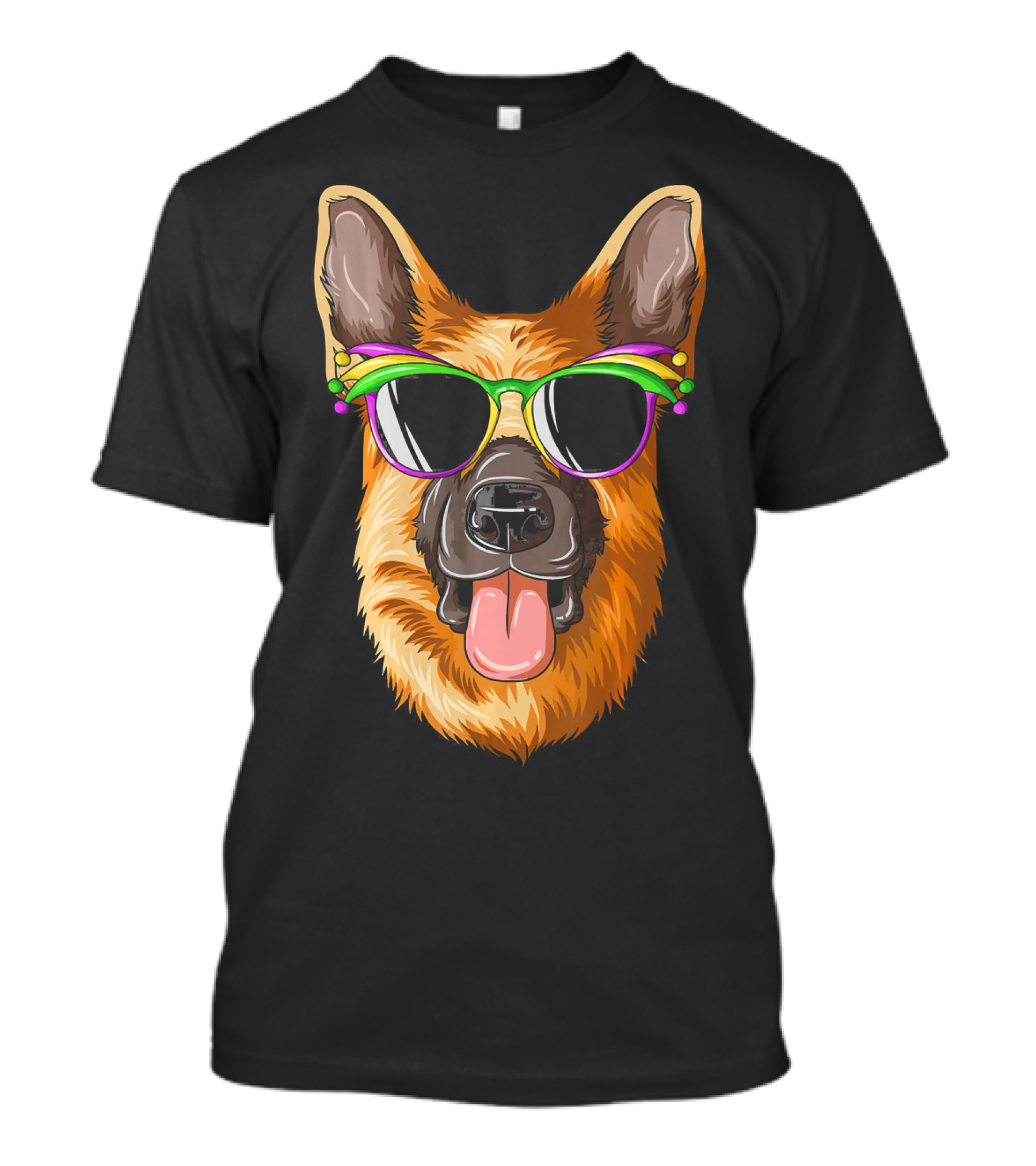 German Shepherd Wearing Mardi Gras Sunglasses T-Shirt
