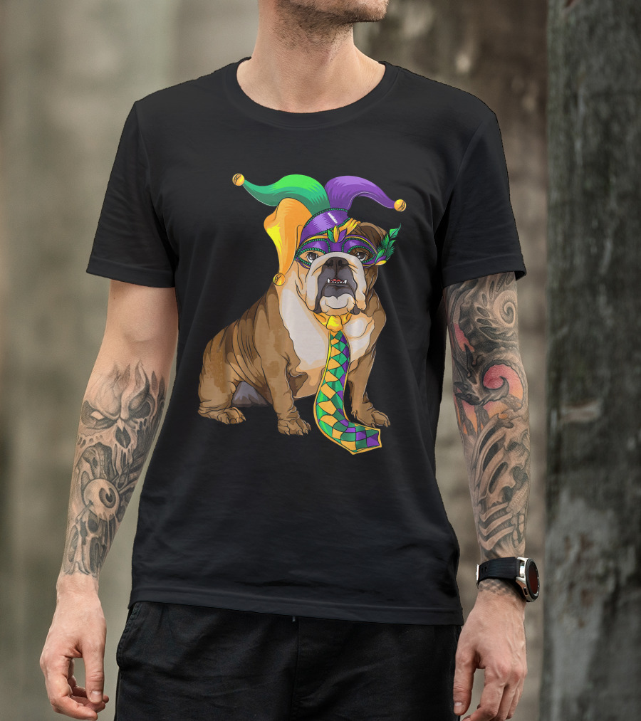 Mardi Gras Jester English Bulldog Fat Tuesday T-Shirt