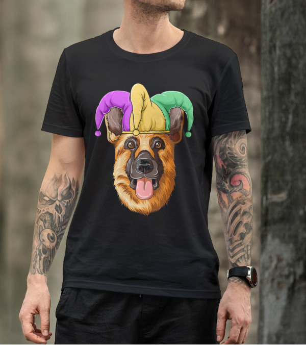 Mardi Gras German Shepherd Jester Hat Carnival T-Shirt