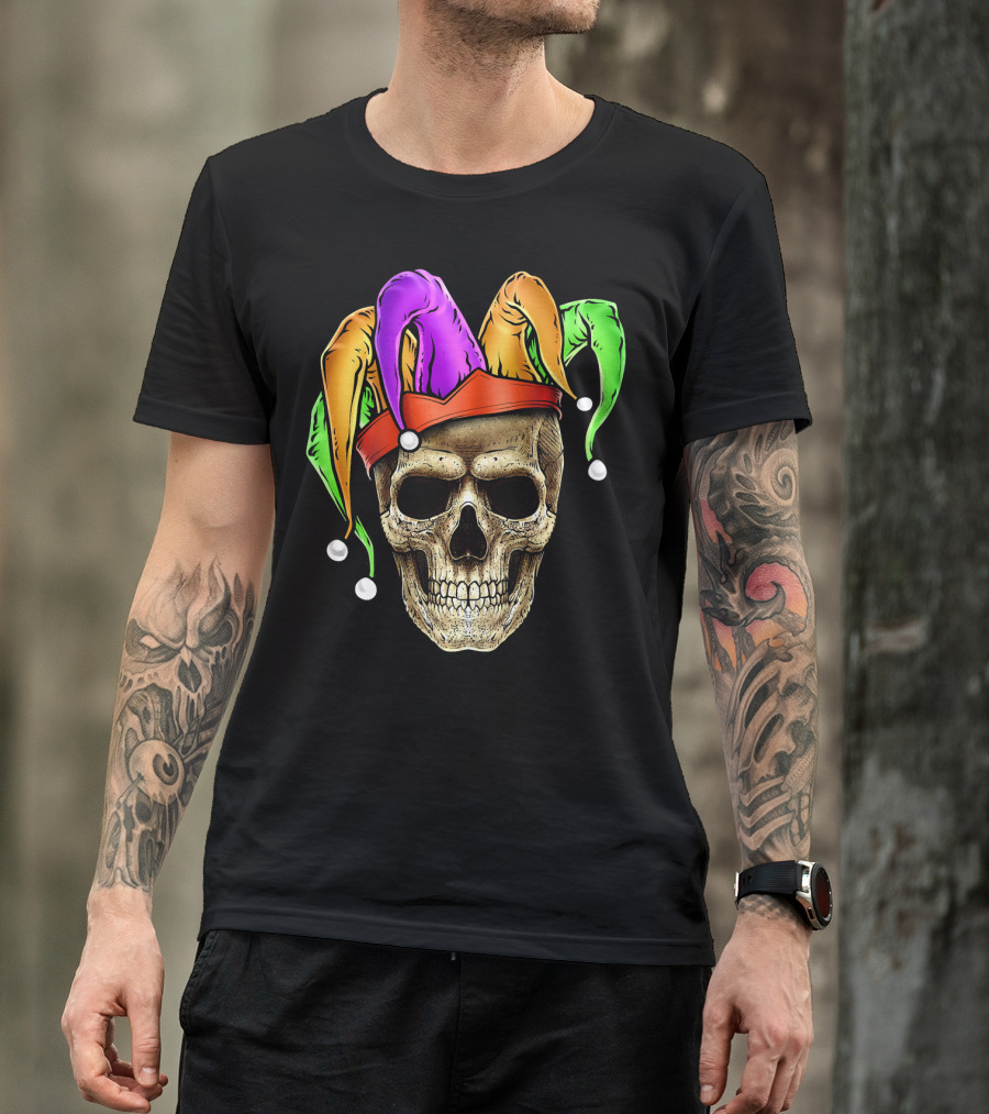 Skull Mardi Gras Jester Joker Carnival Hat T-Shirt