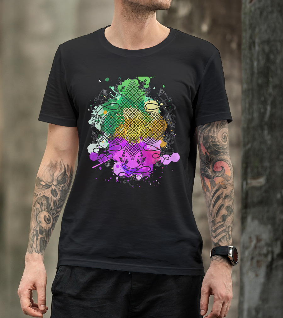 Fleur De Lis Mardi Gras Carnival Colors T-Shirt