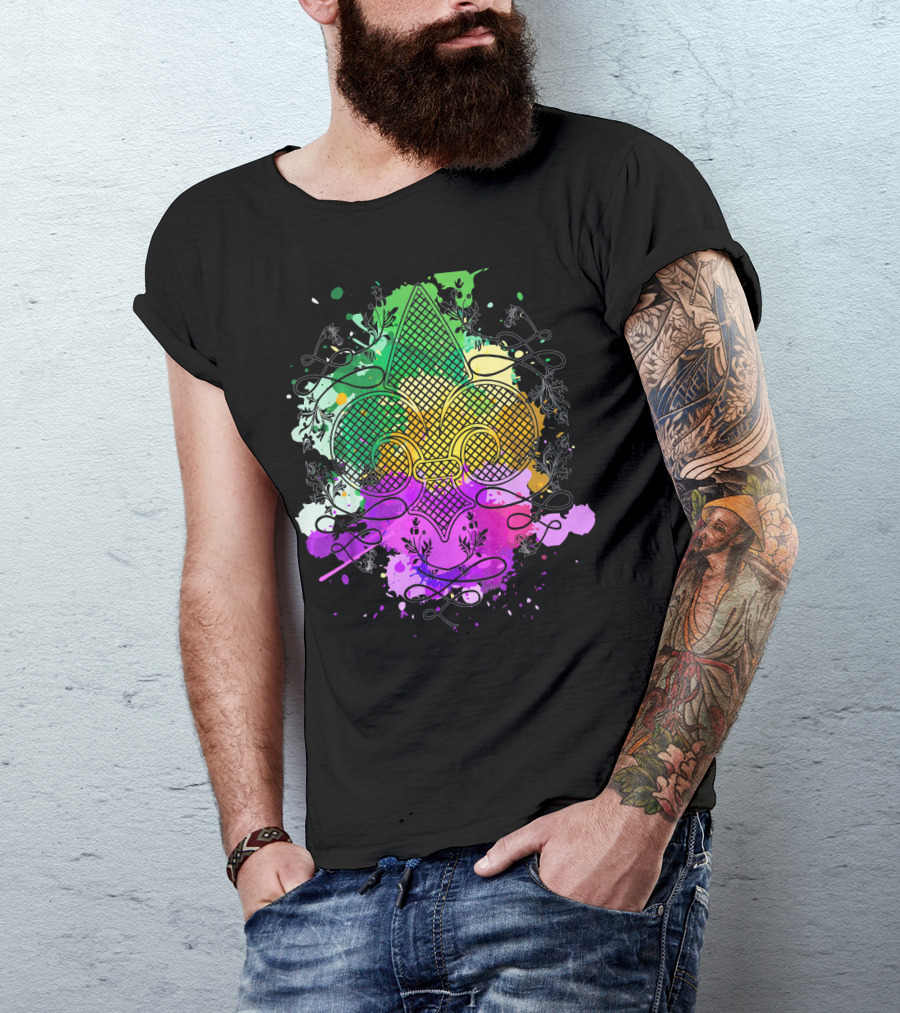 Fleur De Lis Mardi Gras Carnival Colors T-Shirt