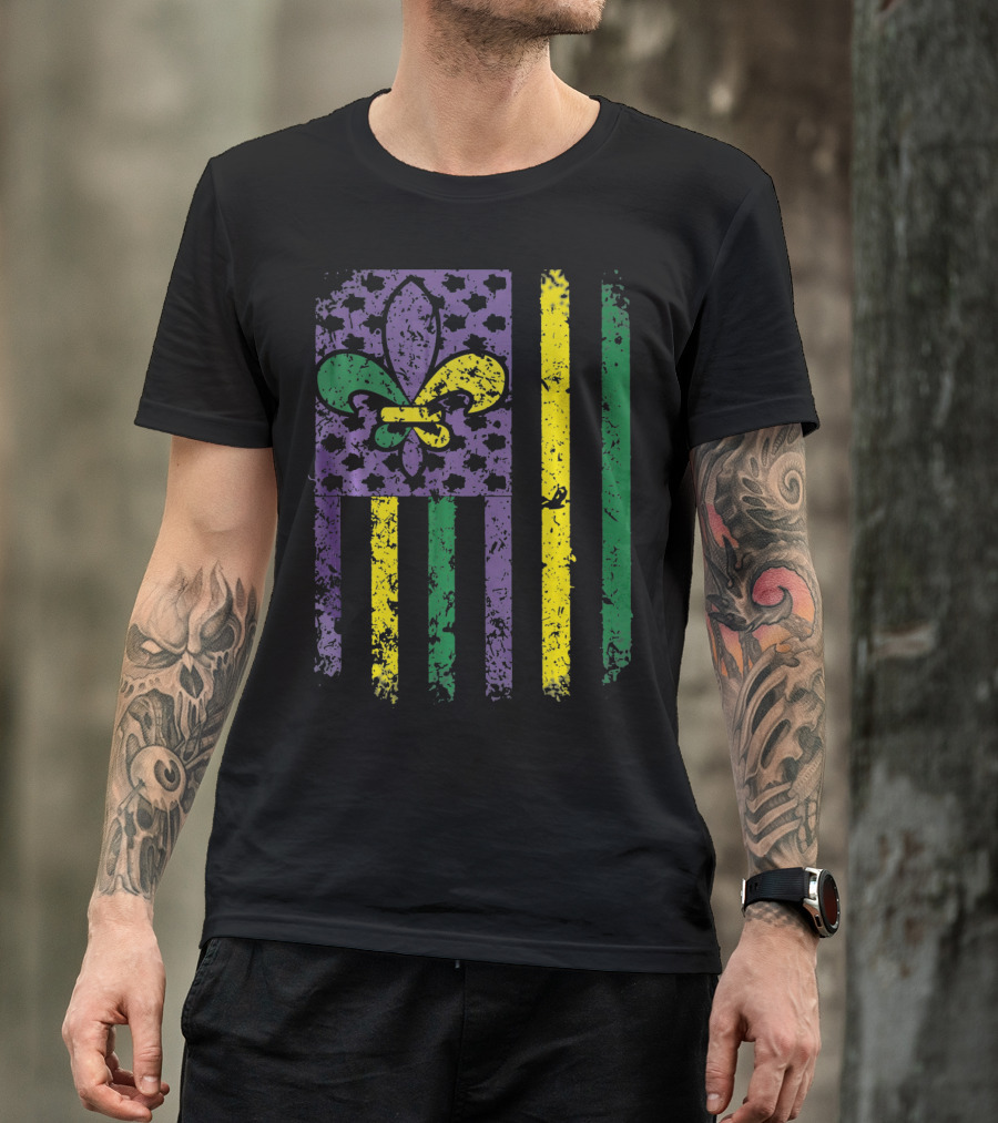 Mardi Gras Flag Fleur-de-Lis New Orleans T-Shirt