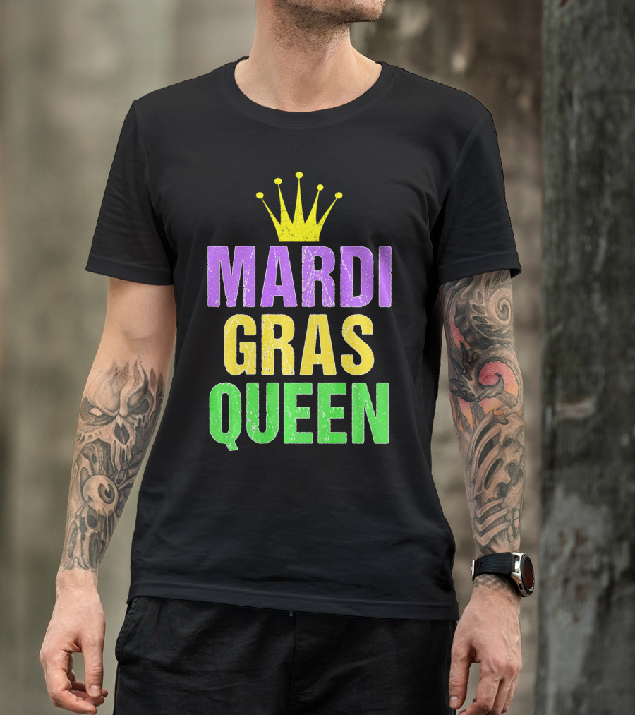 Mardi Gras Queen Mardi Gras Crown Purple Yellow Green T-Shirt
