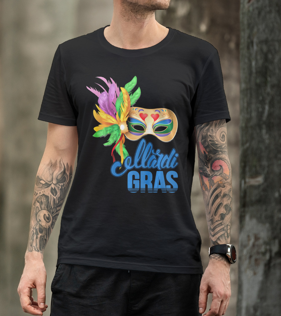 Mardi Gras Mask Colorful Feathers T-Shirt