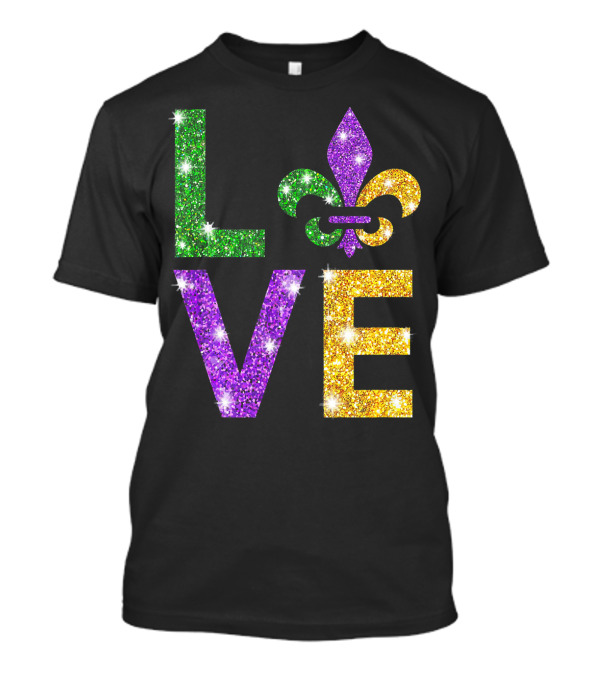 LOVE Mardi Gras Fleur-de-Lis Sparkling Colors T-Shirt