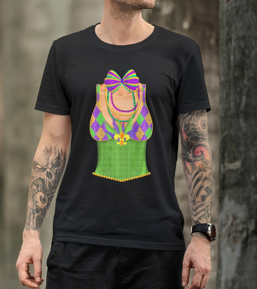Colorful Mardi Gras Beads Tuxedo Costume With Harlequin T-Shirt
