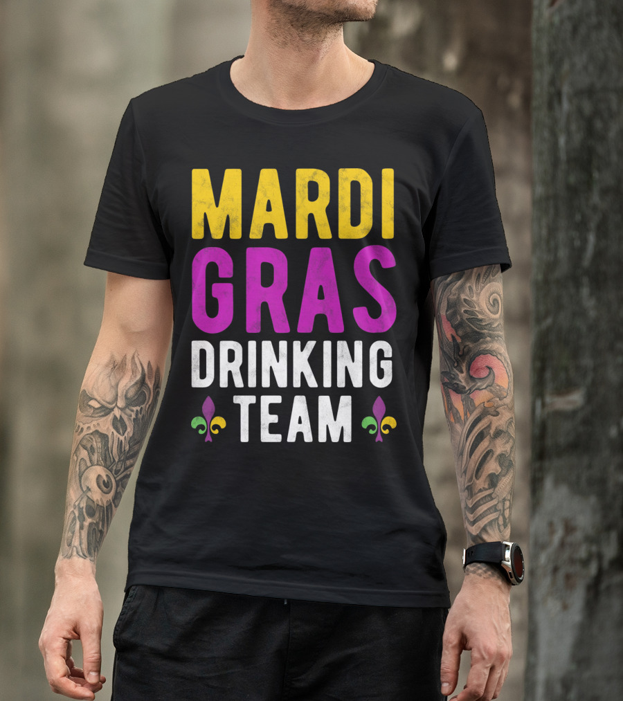 Mardi Gras Drinking Team New Orleans Fleur-de-Lis T-Shirt