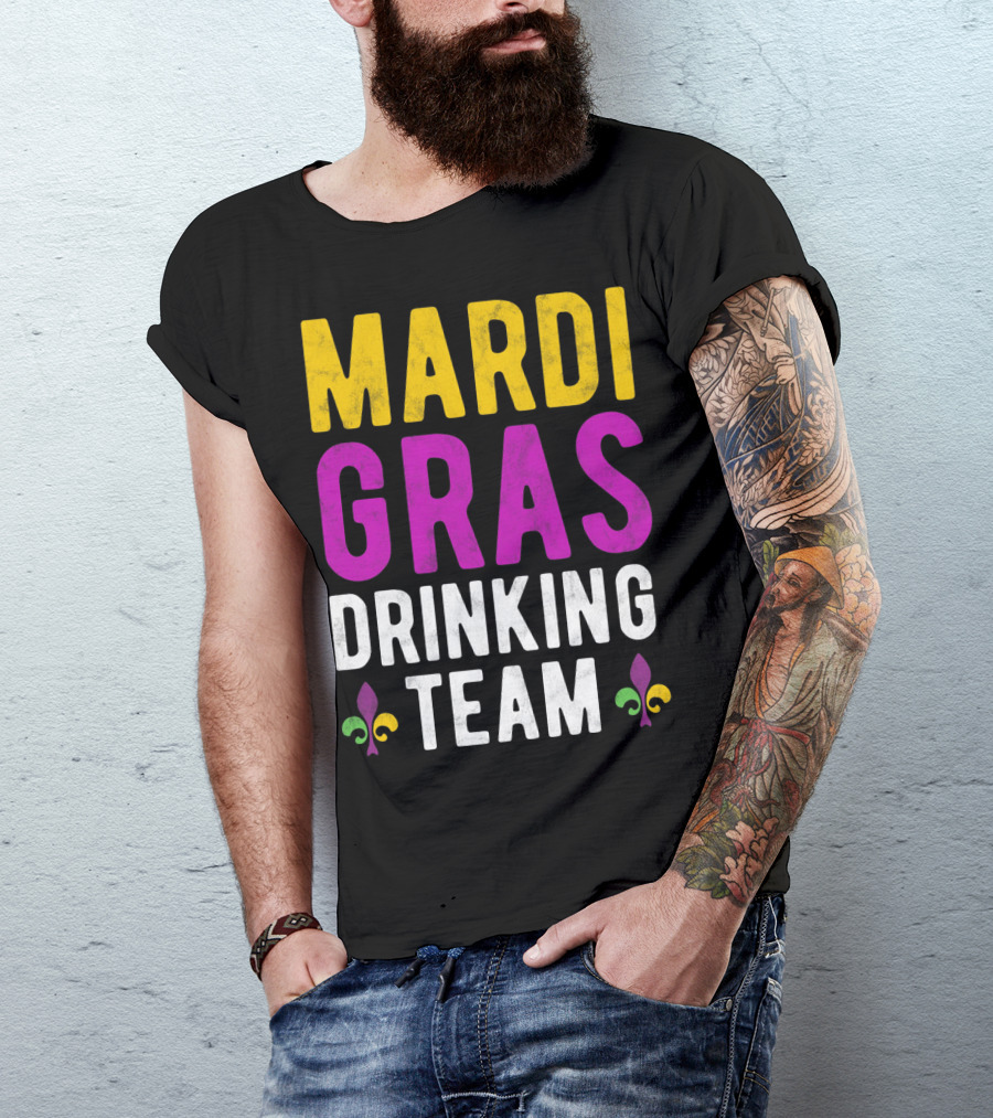 Mardi Gras Drinking Team New Orleans Fleur-de-Lis T-Shirt