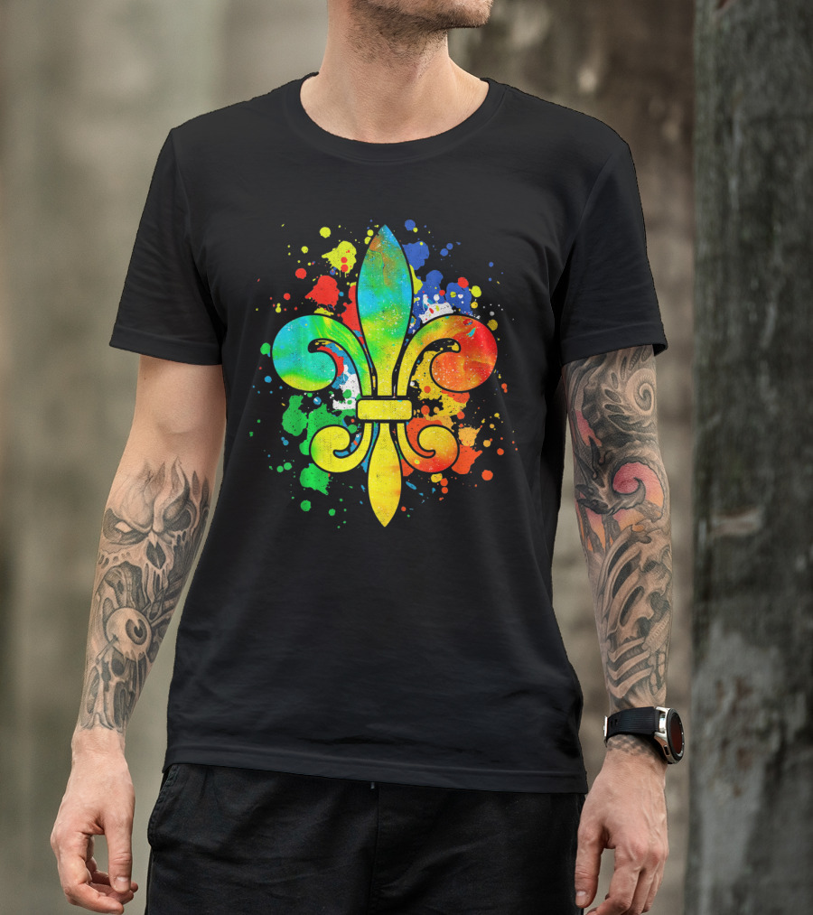 Mardi Gras New Orleans Colorful Fleur De Lis T-Shirt