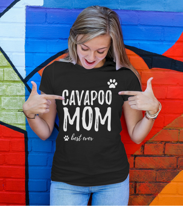 Cavapoo Mom Best Ever Paw Prints T-Shirt