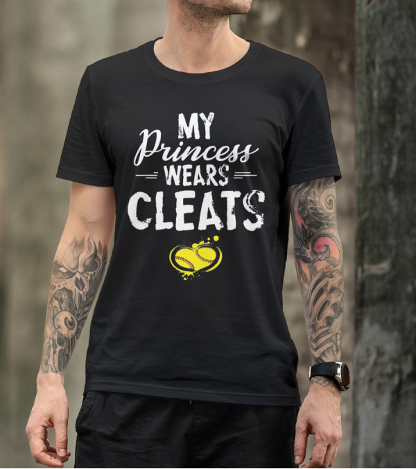 My Princess Wears Cleats Heart Softball T-Shirt