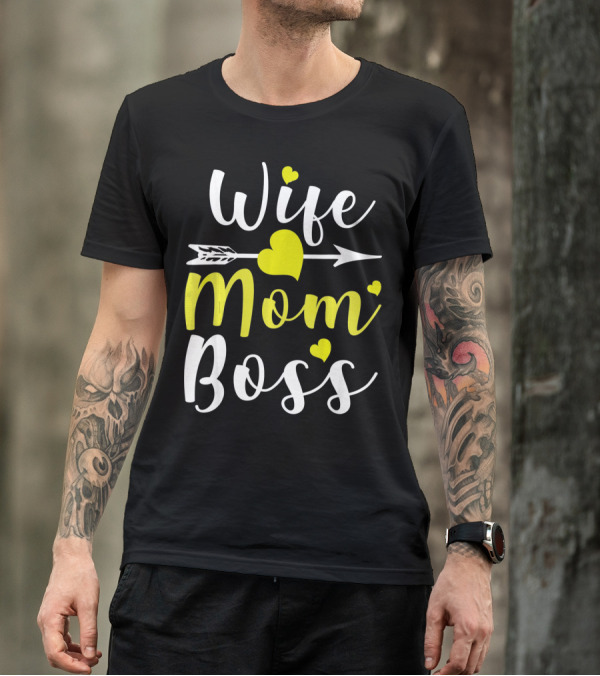 Wife Mom Boss Arrow Heart T-Shirt