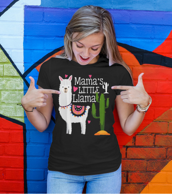 Mama's Little Llama Cute Heart Cactus T-Shirt