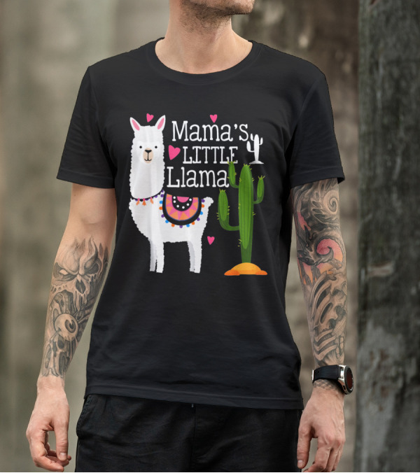 Mama's Little Llama Cute Heart Cactus T-Shirt