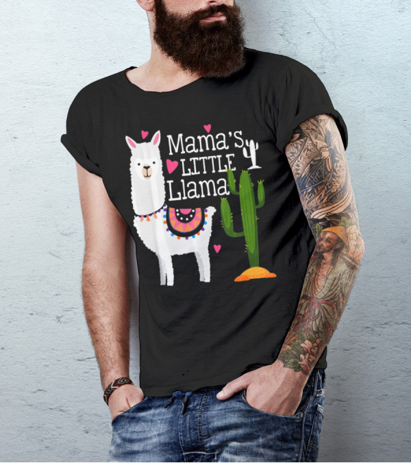 Mama's Little Llama Cute Heart Cactus T-Shirt