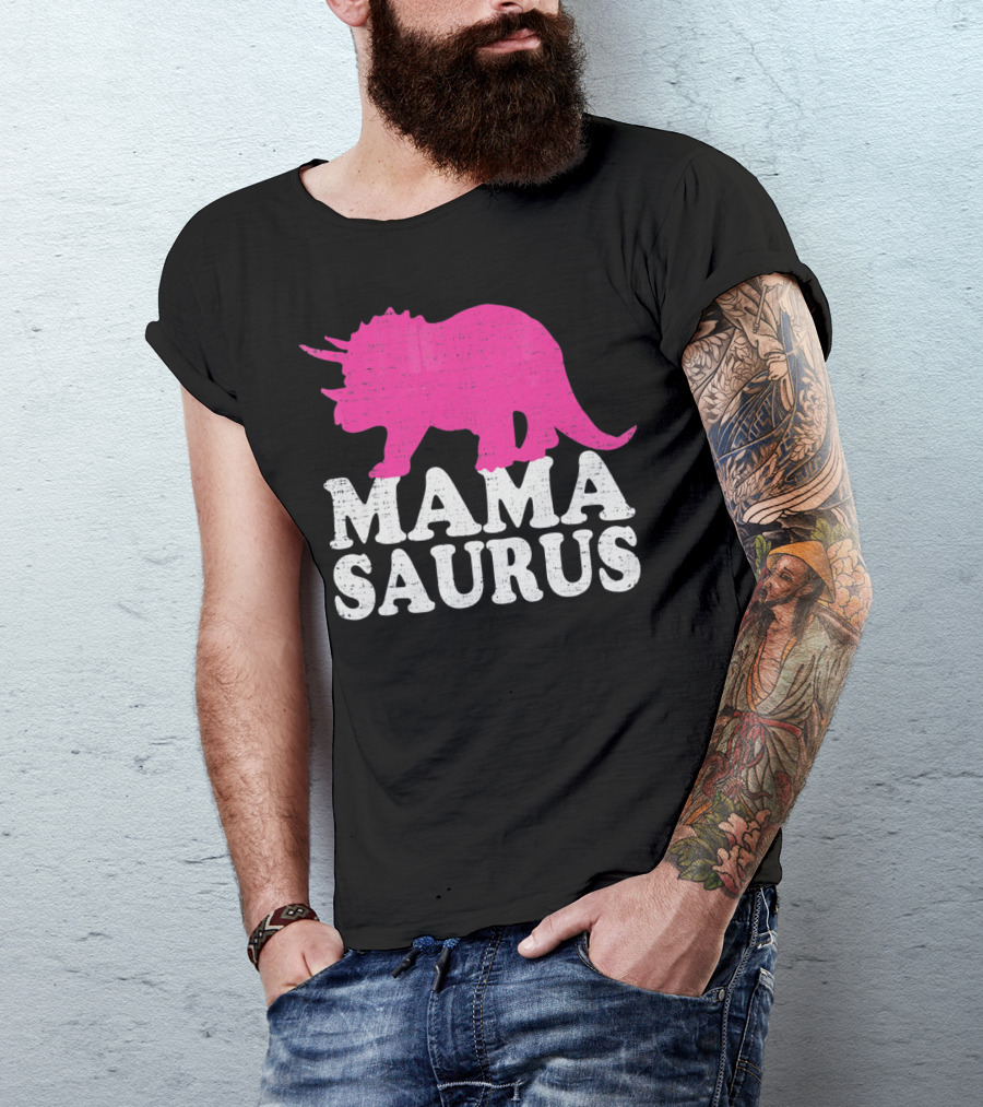 MAMASAURUS Pink Triceratops T-Shirt