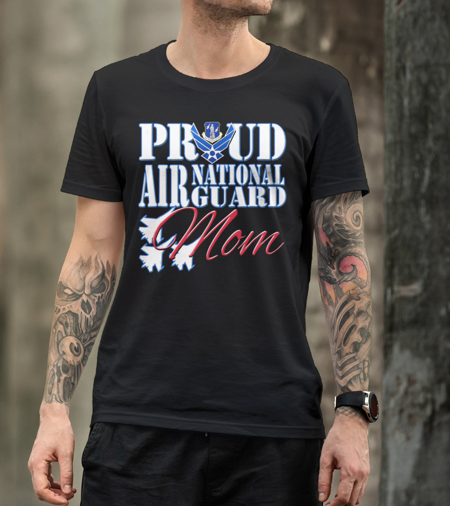 Proud Air National Guard Mom USAF Emblem With Jet T-Shirt