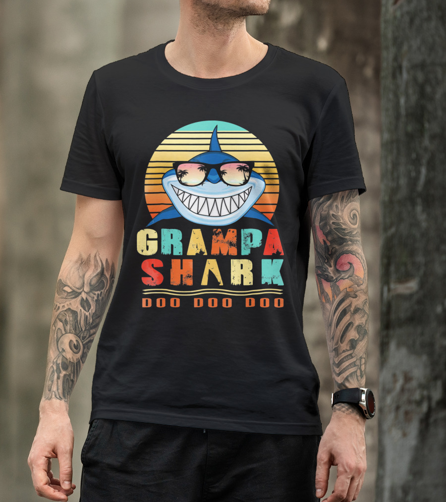 Grampa Shark Doo Doo Doo Retro Vintage T-Shirt