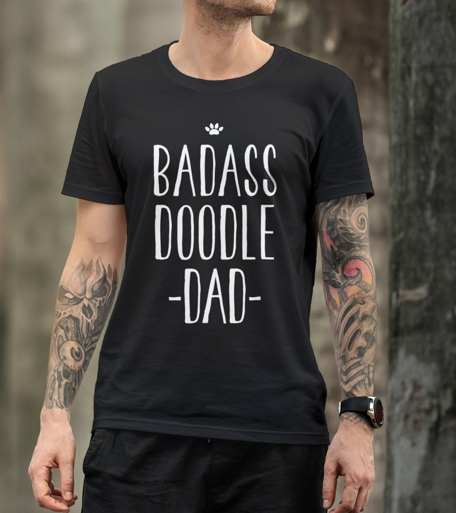 BADASS DOODLE DAD Paw Prints T-Shirt