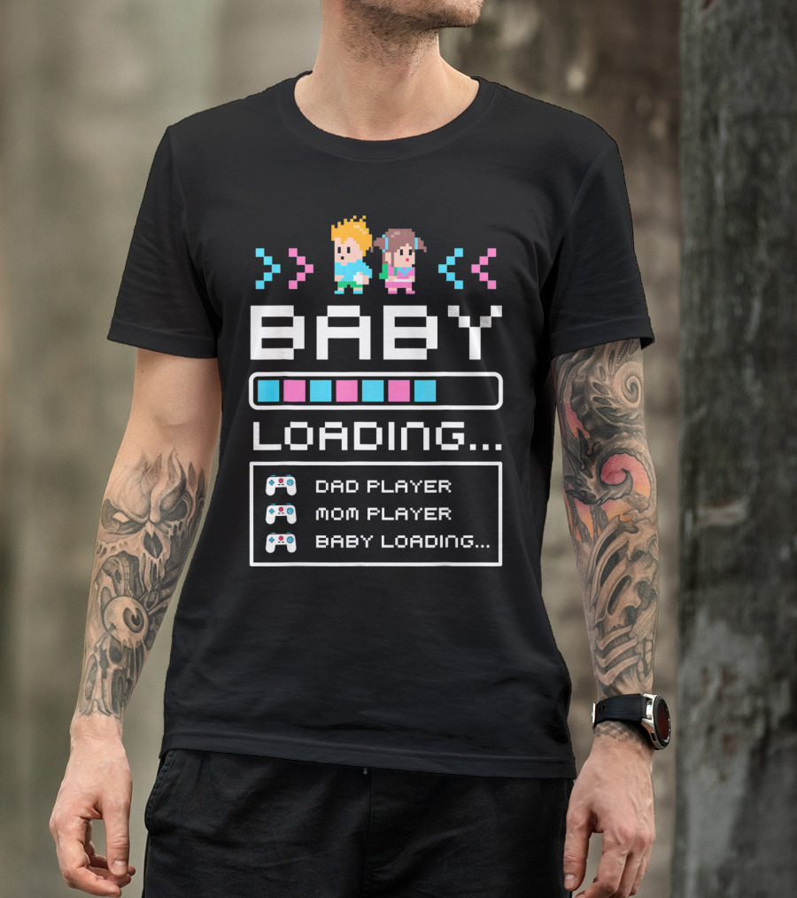 Baby Loading Dad Player Mom Player Gaming T-Shirt