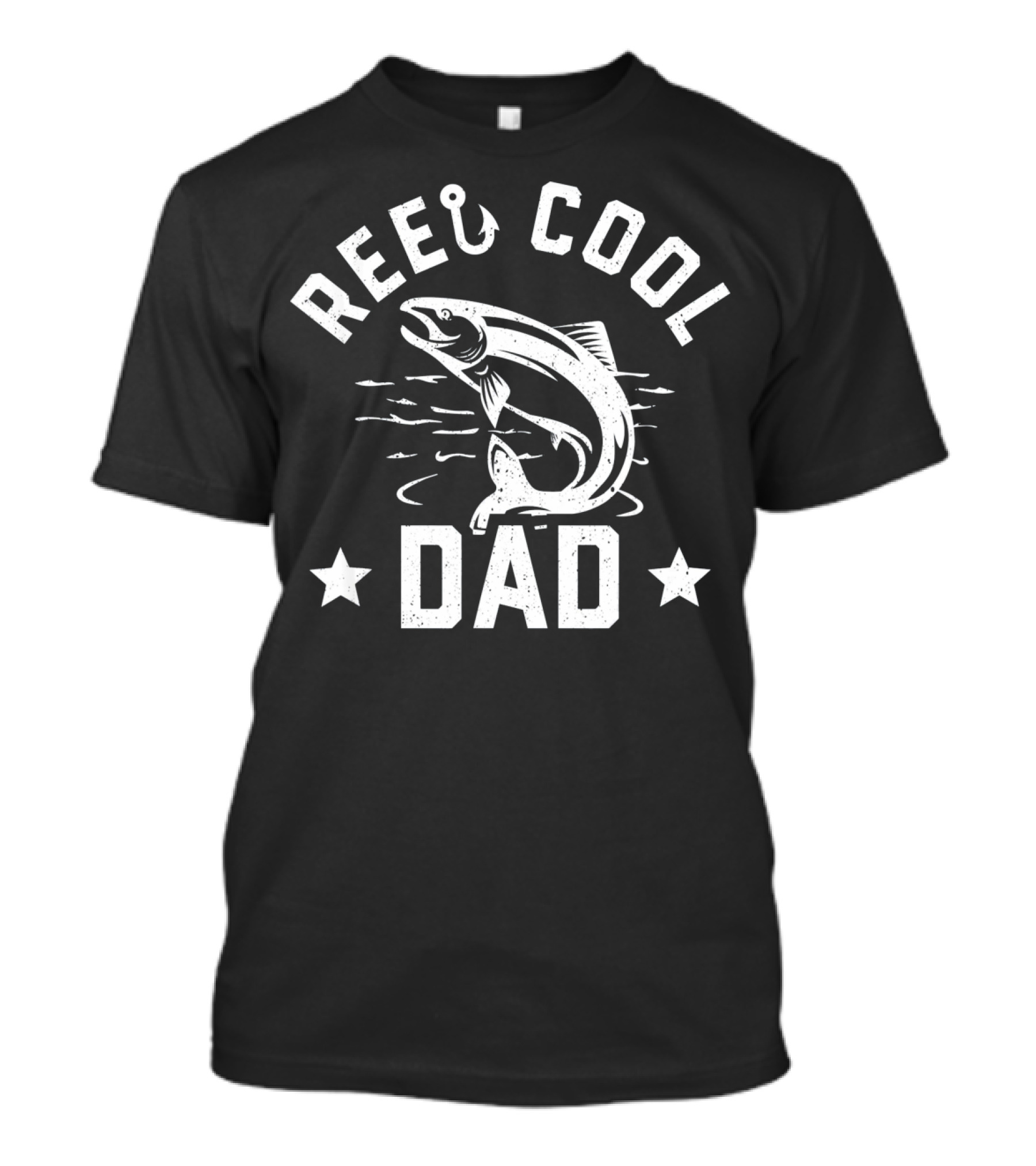 Reel Cool Dad Funny Fishing Father With Hook And Fish T-Shirt