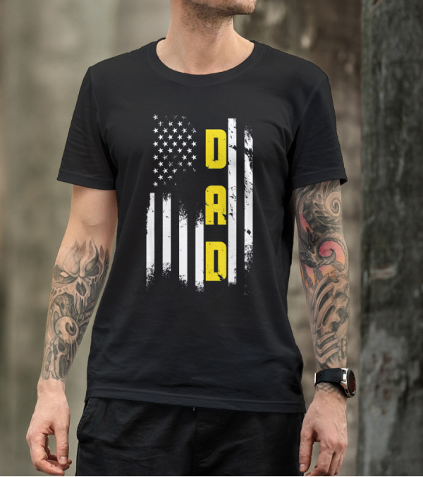 Thin Gold Line Flag Dad 911 Dispatcher Father's Day T-Shirt