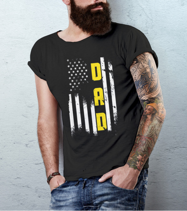 Thin Gold Line Flag Dad 911 Dispatcher Father's Day T-Shirt