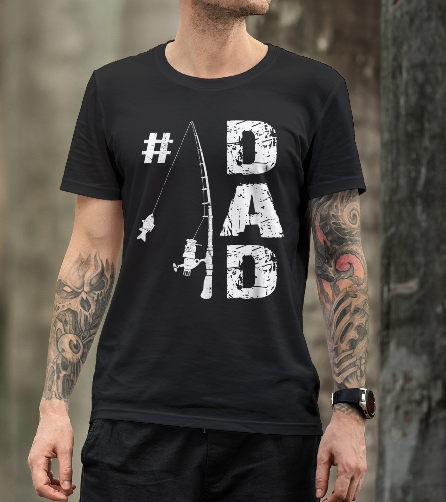 1 Dad Fishing Rod Catching Fish T-Shirt