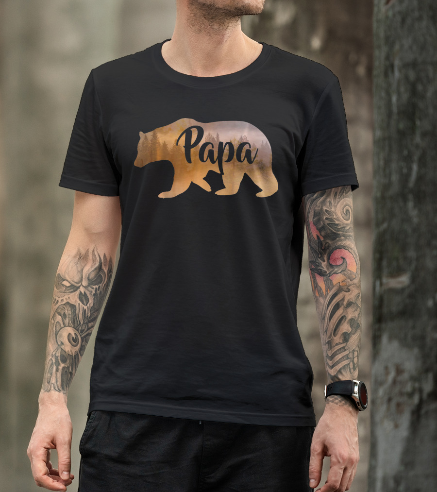 Papa Bear Forest Silhouette Mens Awesome T-Shirt