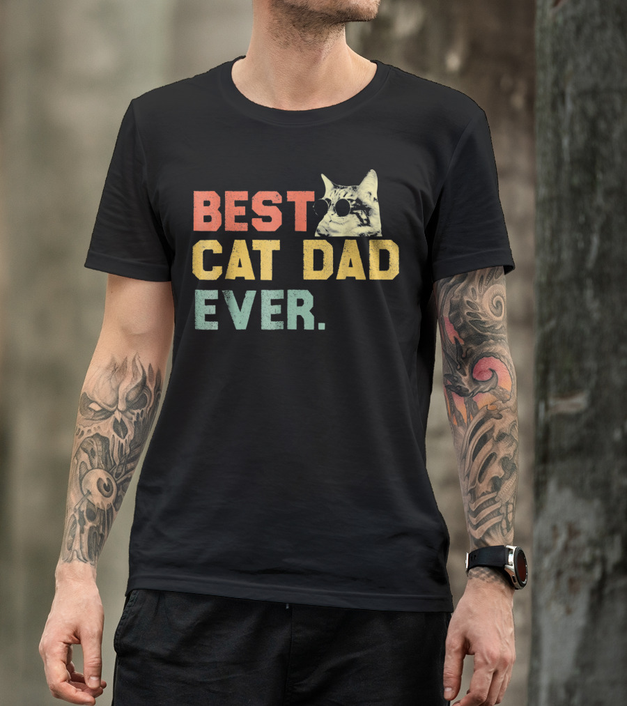 Best Cat Dad Ever Vintage Sunglasses Cat Daddy T-Shirt