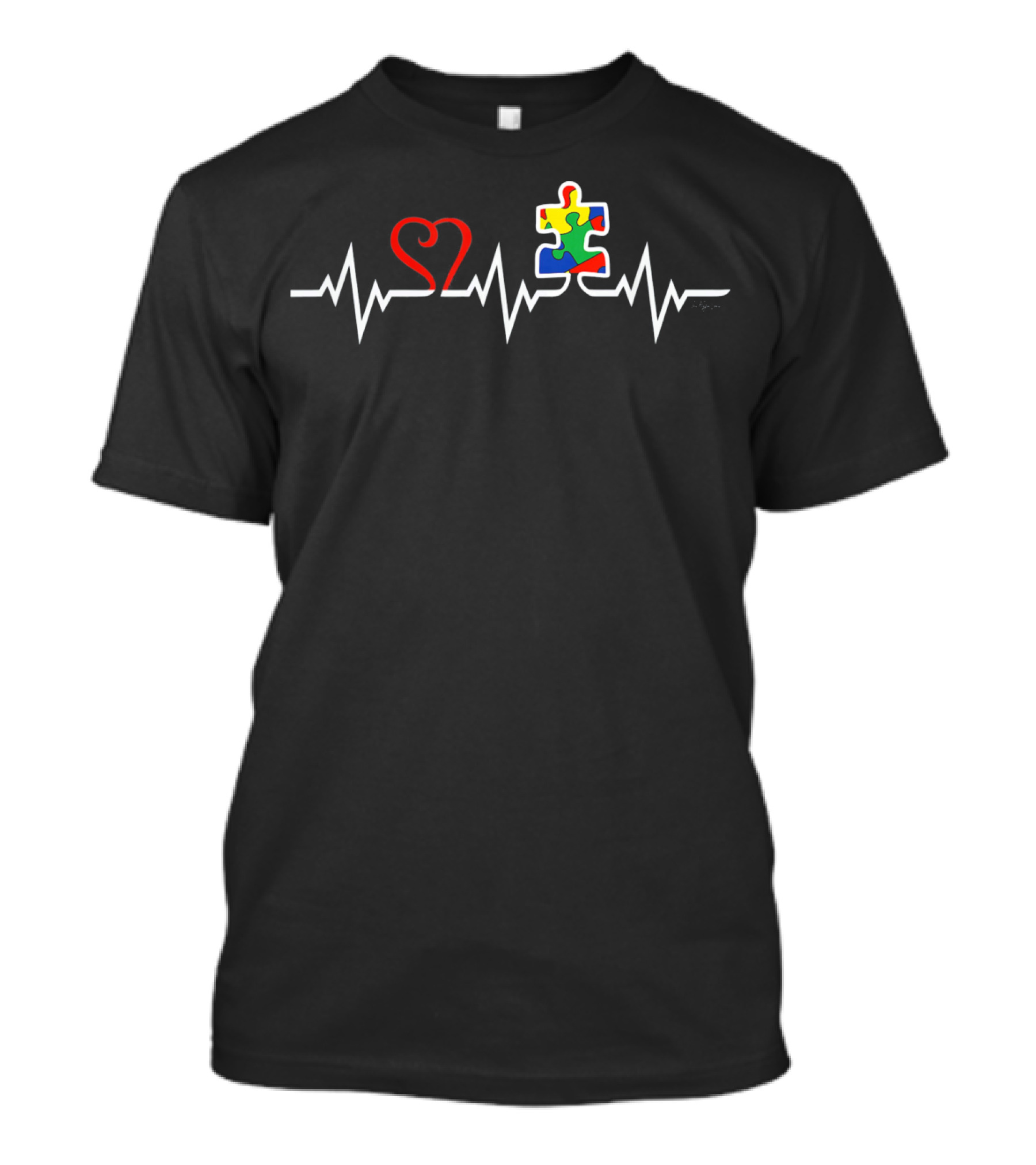 Autism Awareness Heartbeat Puzzle Colorful T-Shirt
