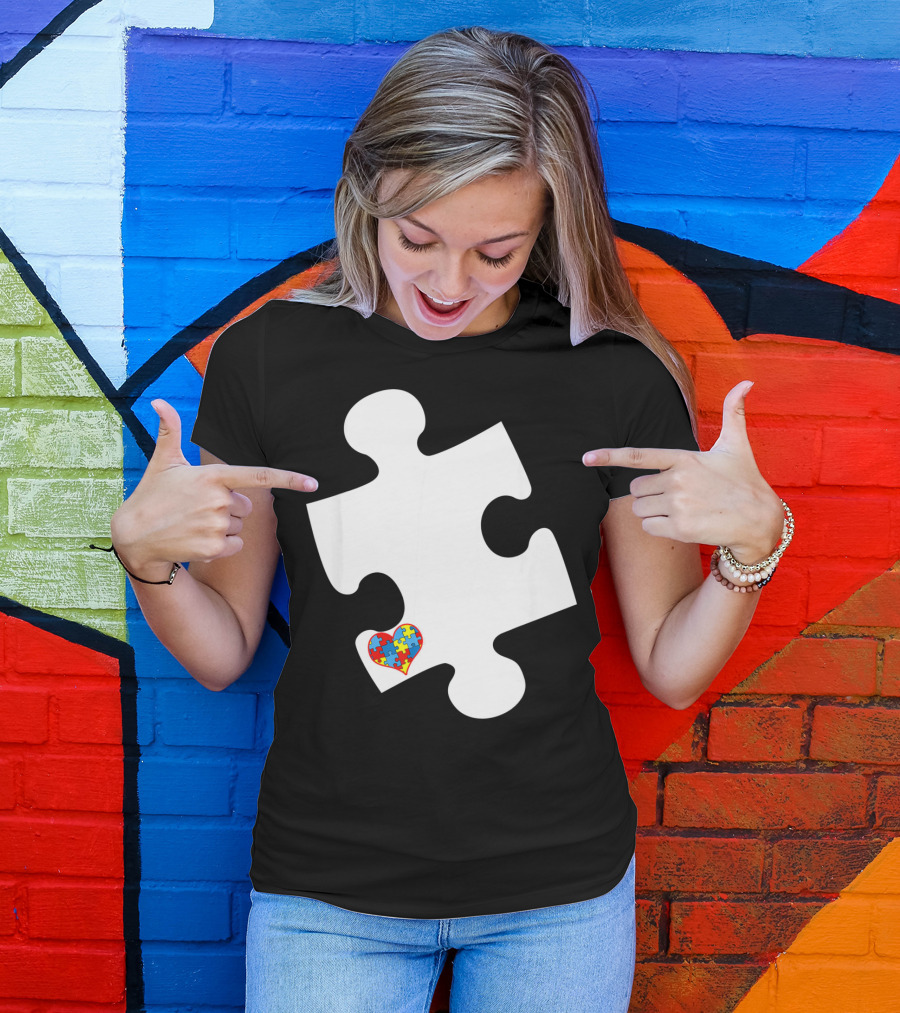 Awesome Love Autism Awareness Puzzle Heart Piece T-Shirt