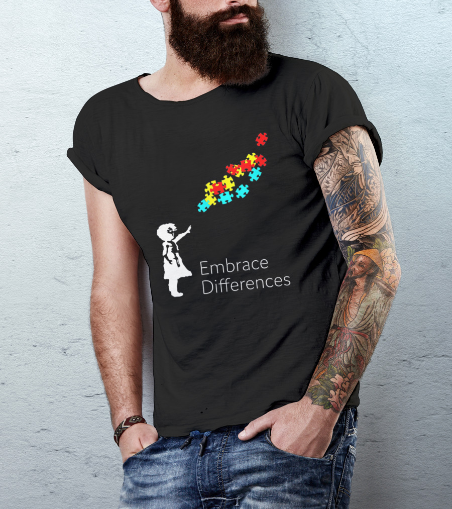 Embrace Differences Autism Puzzle Piece Awareness T-Shirt