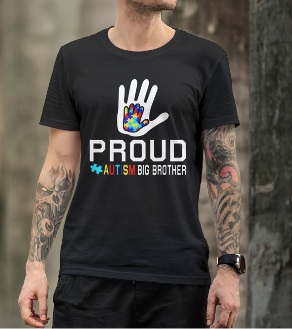Proud Autism Big Brother Puzzle Hand T-Shirt